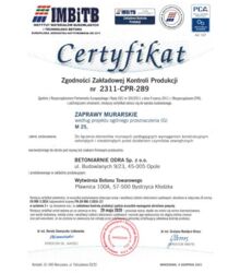 Betoniarnie Odra - Bystrzyca 2311-CPR-289 - 2021